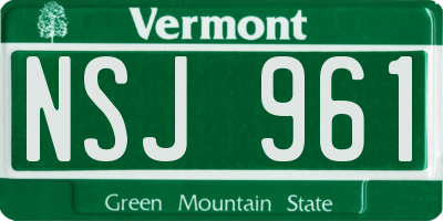 VT license plate NSJ961