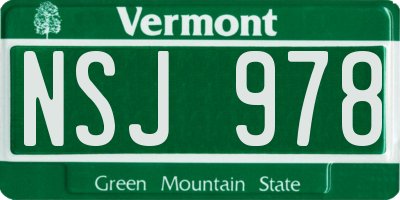 VT license plate NSJ978