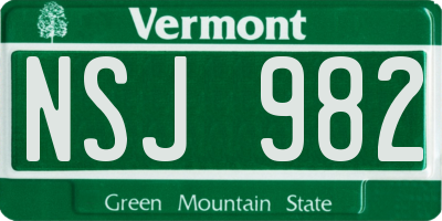 VT license plate NSJ982