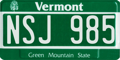 VT license plate NSJ985