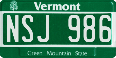 VT license plate NSJ986