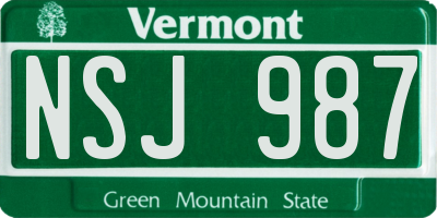 VT license plate NSJ987