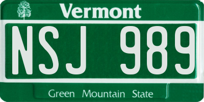 VT license plate NSJ989