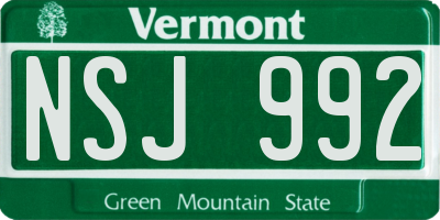 VT license plate NSJ992
