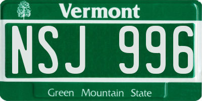 VT license plate NSJ996