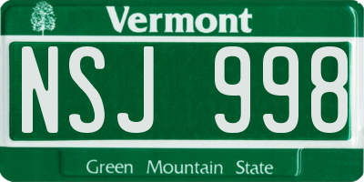 VT license plate NSJ998
