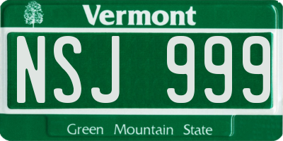 VT license plate NSJ999