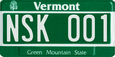 VT license plate NSK001