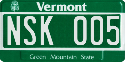 VT license plate NSK005