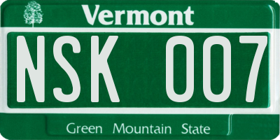 VT license plate NSK007