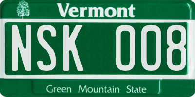 VT license plate NSK008