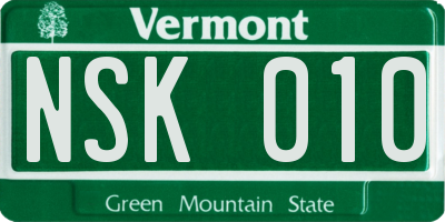 VT license plate NSK010