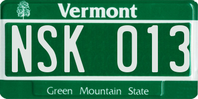 VT license plate NSK013