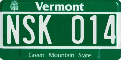VT license plate NSK014