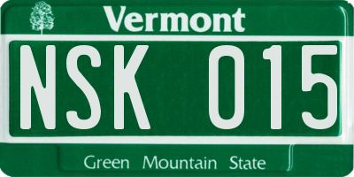 VT license plate NSK015