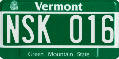 VT license plate NSK016