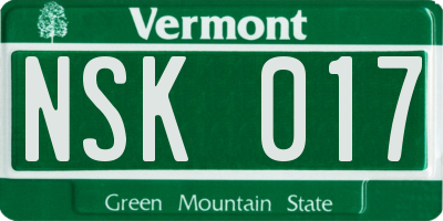 VT license plate NSK017