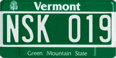 VT license plate NSK019