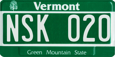 VT license plate NSK020