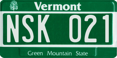 VT license plate NSK021