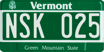 VT license plate NSK025