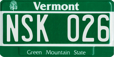 VT license plate NSK026