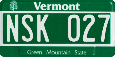 VT license plate NSK027