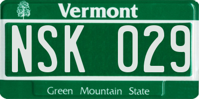 VT license plate NSK029