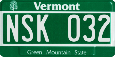 VT license plate NSK032