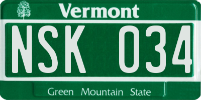 VT license plate NSK034