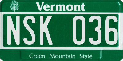 VT license plate NSK036
