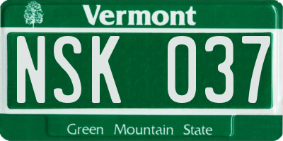 VT license plate NSK037