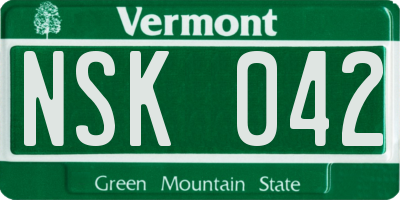 VT license plate NSK042