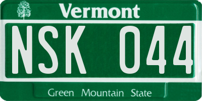 VT license plate NSK044