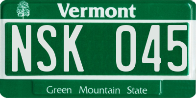 VT license plate NSK045
