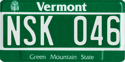 VT license plate NSK046
