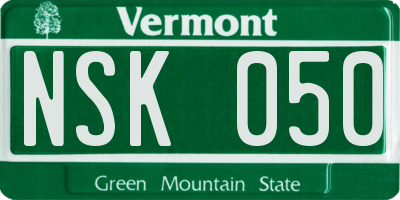 VT license plate NSK050