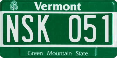 VT license plate NSK051