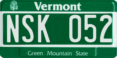VT license plate NSK052