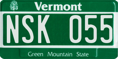 VT license plate NSK055