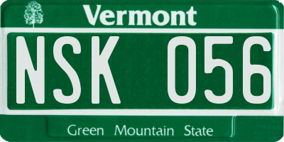 VT license plate NSK056