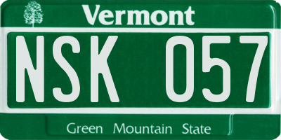 VT license plate NSK057