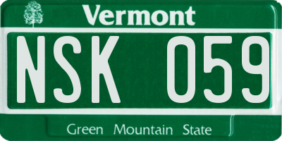 VT license plate NSK059