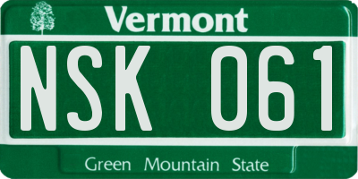 VT license plate NSK061