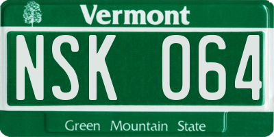 VT license plate NSK064