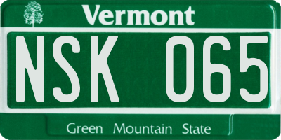 VT license plate NSK065