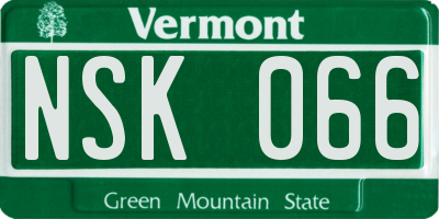 VT license plate NSK066