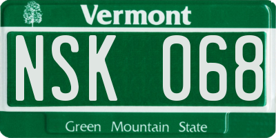 VT license plate NSK068
