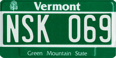 VT license plate NSK069