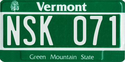 VT license plate NSK071